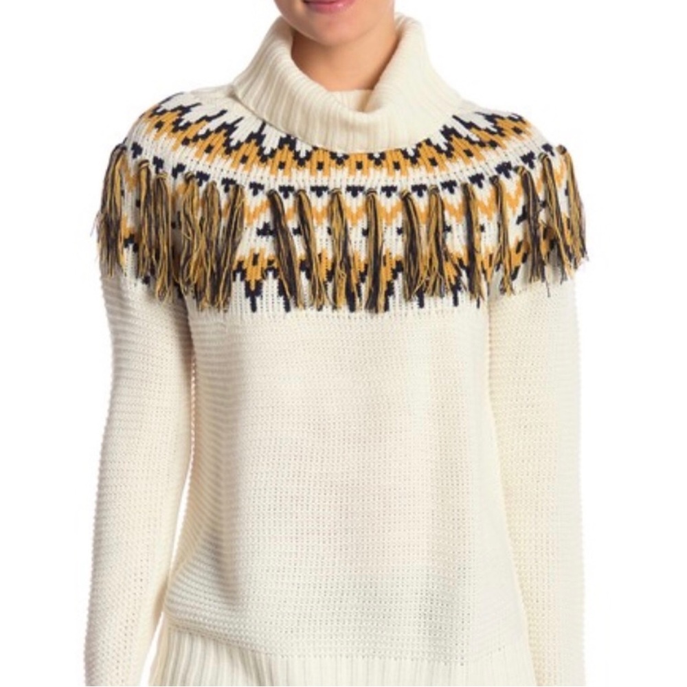 Romeo & Juliet Couture Sweater Fringe Cowl Neck Ivory M